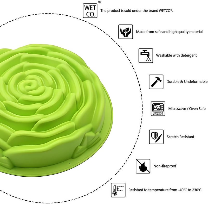 Wetco Large Rose Flower Shapes Non-Stick Silicone Cake Molds, Party Cake Mold for Baking, Gelatin Molds. Non-Stick Bread Baking Mold for Making Birthday Cakes, Breads, Pies, Muffin (Upgrade&thicken) - Image 3